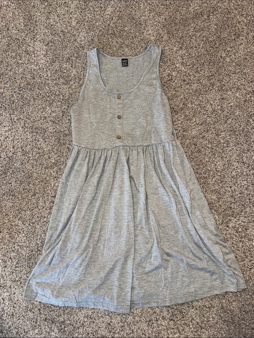 SHEIN Light Grey Sleeveless Button-Front Summer Dress